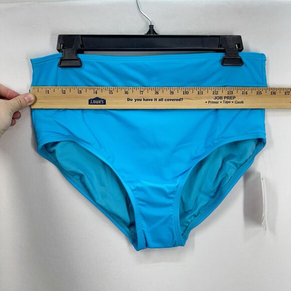 Lands End High Waisted Bikini Swim Bottoms Size 12 Turquoise Chlorine Resistant - Picture 7 of 9